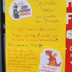 Plakat der Bertrade Löschdrachen über Spenden für Flutopfer