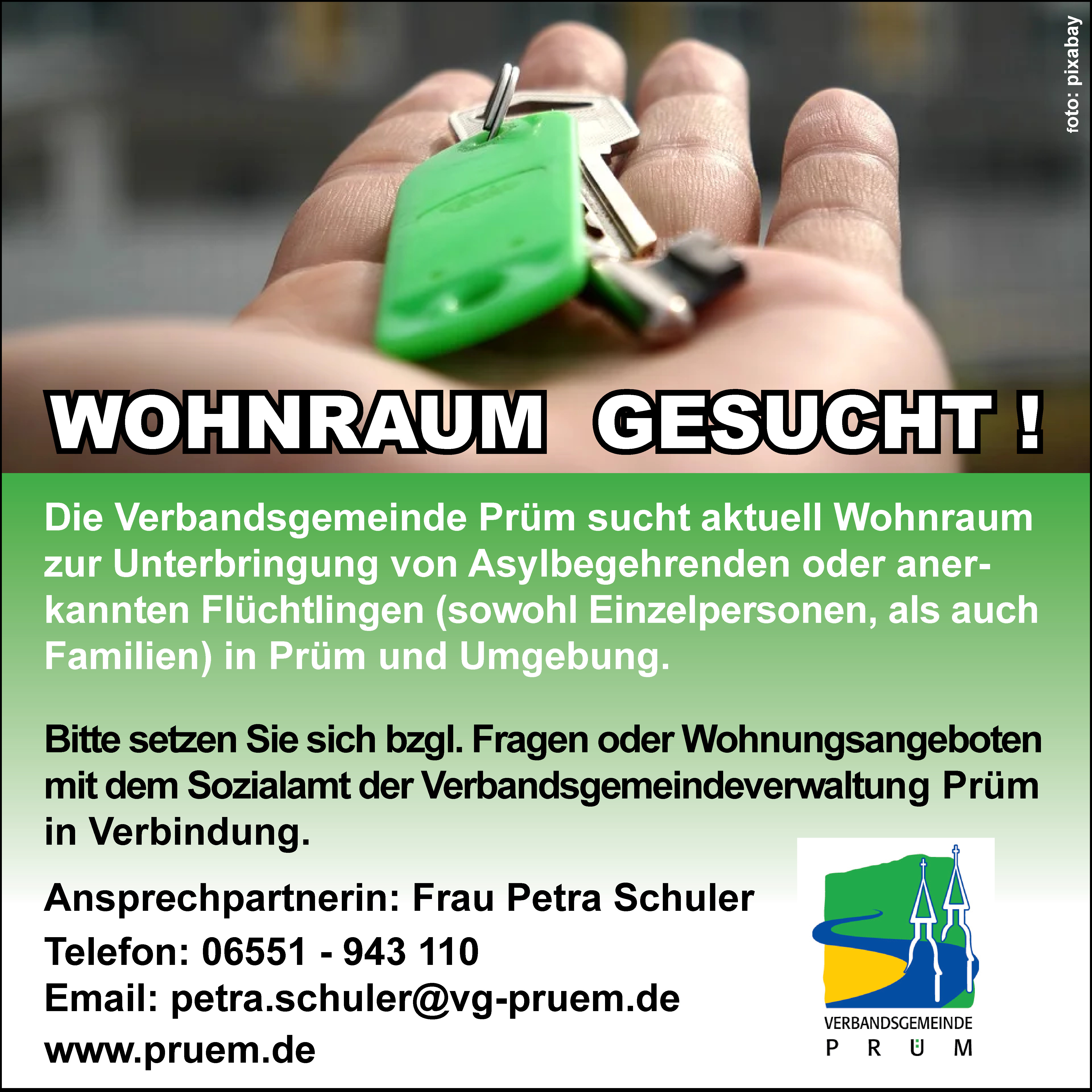 Anzeige Verbandsgemeinde Prüm Wohnraum gesucht