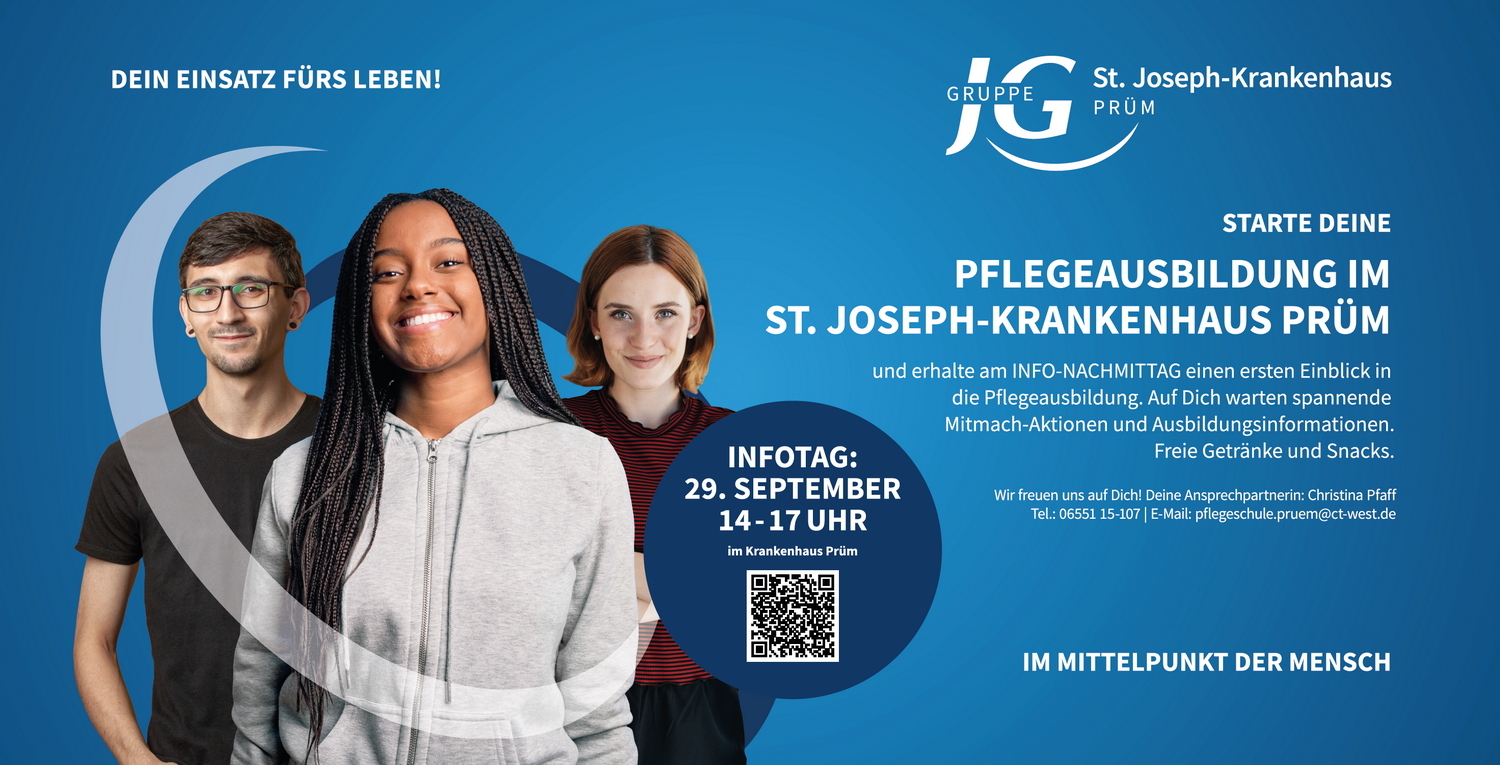 Zusammengefasste Informationen zum Infotag zur Pflegeausbildung im St. Joseph Krankenhaus Prüm