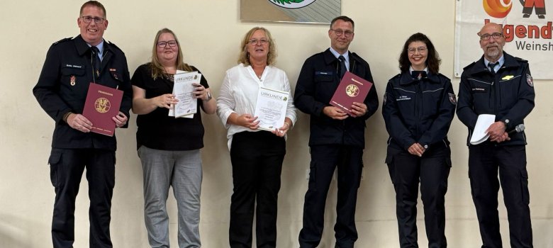 Die Geehrten der Freiwilligen Feuerwehr Schwirzheim