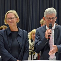 Talkrunde mit Gästen, moderiert vom Volksfreund-Redaktionsteam Stefanie Glandien und Fritz-Peter Linden.