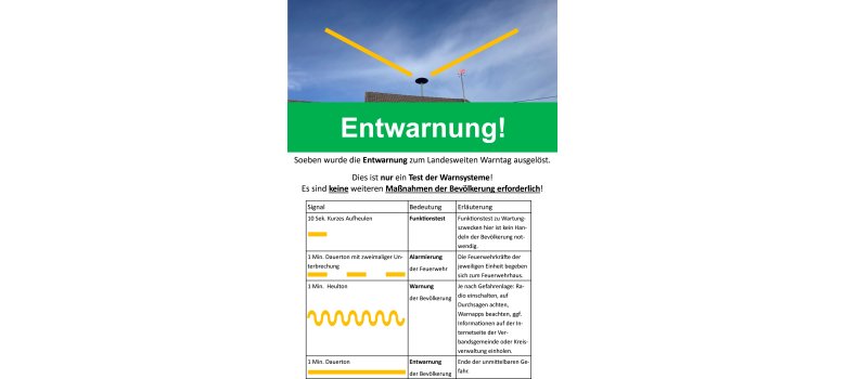 Entwarnung beim Landesweiten Warntag am 12.03.2026
