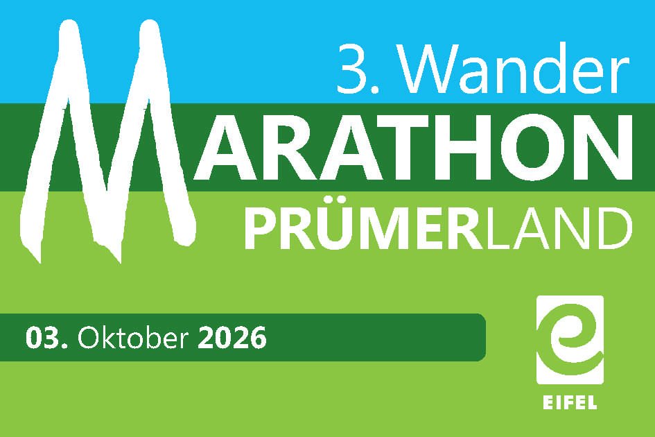 blau grünes Logo mit der Aufschrift 3. Wandermarathon Prümer Land 03. Oktober 2026